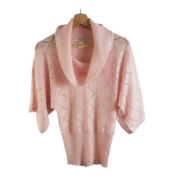 ARDEN B. XS Merino Wool Blend Pink Sweater Cowl Neck Wide 3/4 Dolman Sleeve - Picture 8 of 8